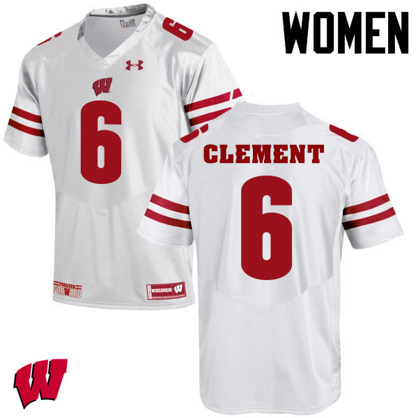 Wisconsin Badgers Women's #6 Corey Clement NCAA Under Armour Authentic White College Stitched Football Jersey MY40D15MR